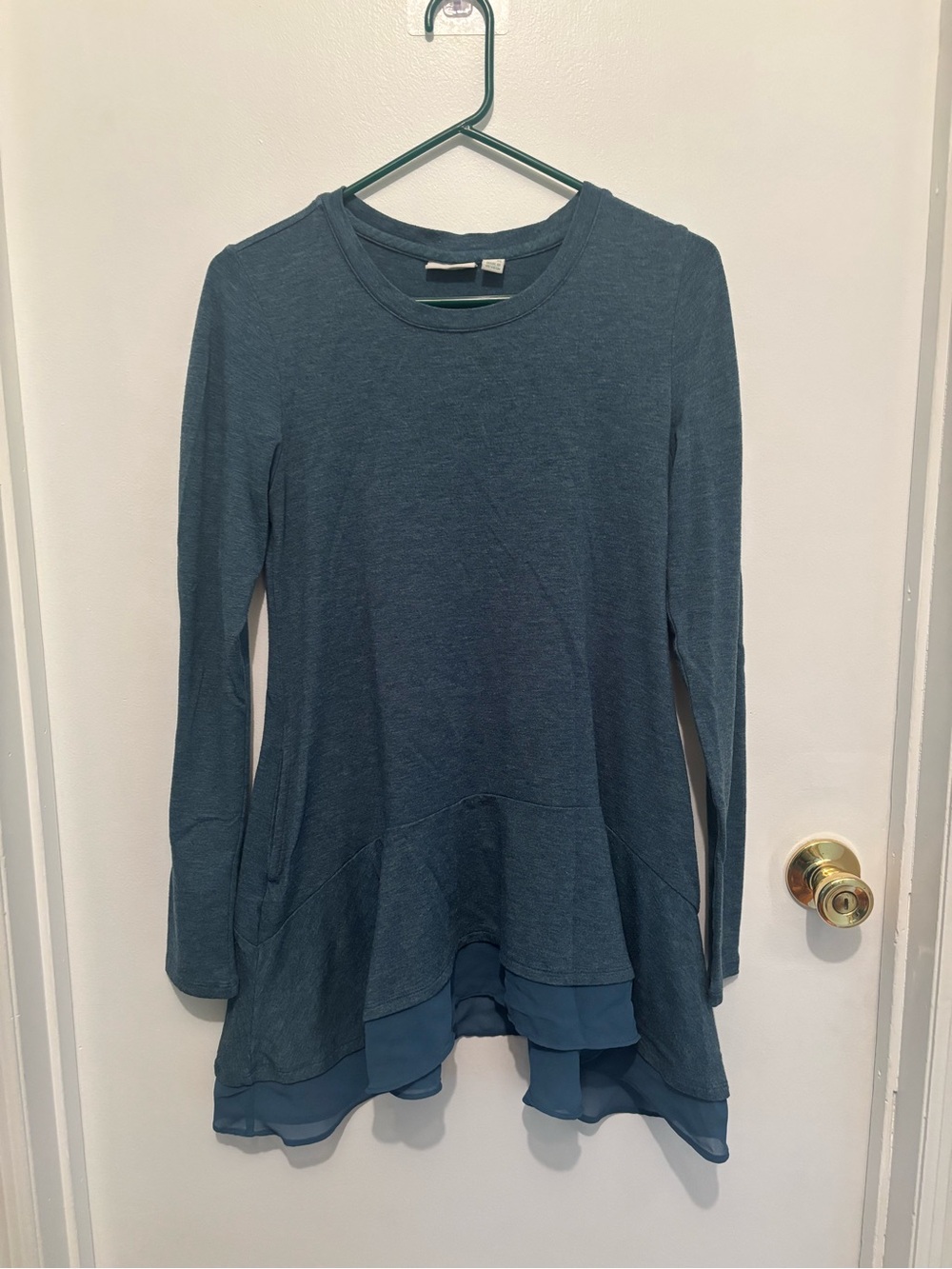 LOGO Lounge Long Sleeve Layered Hem Women's Top - Teal